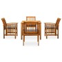 Set comedor de jardín 5 pzas y cojines madera maciza de acacia en Conjuntos de jardín | Comprar online en Foru.es