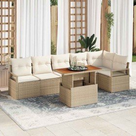 Conjunto de sofá de jardín 7 pcs Beige Poliratán en Sofás de exterior | Comprar online en Foru.es