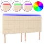 Cabecero con luces LED tela crema 180x5x118/128 cm de vidaXL, Cabeceros y pies de cama - Ref: Foro24-3122443, Precio: 135,48 ...