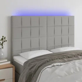 Cabecero con luces LED tela gris claro 144x5x118/128 cm de vidaXL, Cabeceros y pies de cama - Ref: Foro24-3122422, Precio: 11...