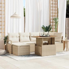 Conjunto de sofá de jardín 7 pcs Beige Poliratán en Sofás de exterior | Comprar online en Foru.es