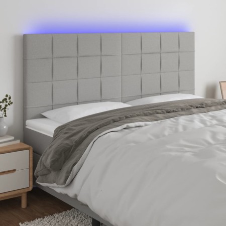 Cabecero con luces LED tela gris claro 180x5x118/128 cm de vidaXL, Cabeceros y pies de cama - Ref: Foro24-3122438, Precio: 11...