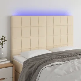 Cabecero con luces LED tela crema 144x5x118/128 cm de vidaXL, Cabeceros y pies de cama - Ref: Foro24-3122427, Precio: 98,52 €...
