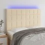 Headboard with LED lights cream fabric 144x5x118/128 cm by vidaXL, Headboards and footboards - Ref: Foro24-3122427, Price: 98...