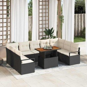 Conjunto de sofá de jardín 10 pcs Negro Poliratán en Sofás de exterior | Comprar online en Foru.es