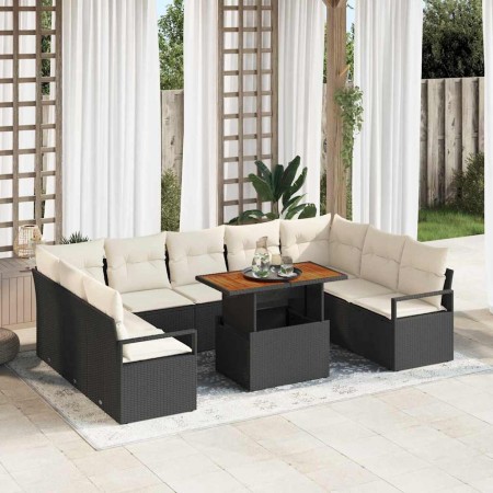 Conjunto de sofá de jardín 10 pcs Negro Poliratán en Sofás de exterior | Comprar online en Foru.es
