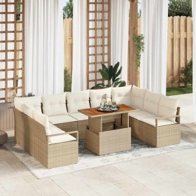 Conjunto de sofá de jardín 10 pcs Beige Poliratán en Sofás de exterior | Comprar online en Foru.es