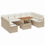 Conjunto de sofá de jardín 10 pcs Beige Poliratán en Sofás de exterior | Comprar online en Foru.es