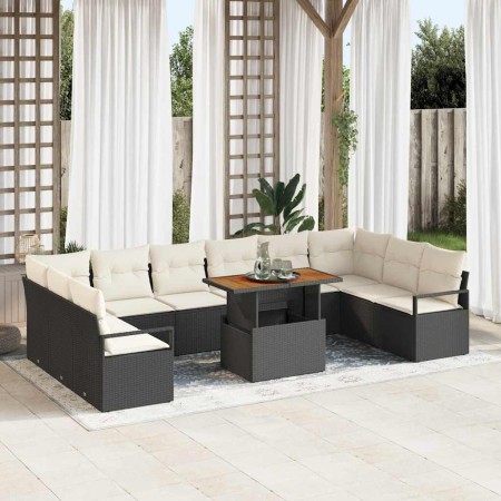 Conjunto de sofá de jardín 11 pcs Negro Poliratán en Sofás de exterior | Comprar online en Foru.es