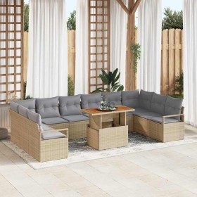 Conjunto de sofá de jardín 11 pcs Beige Poliratán en Sofás de exterior | Comprar online en Foru.es