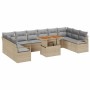 Conjunto de sofá de jardín 11 pcs Beige Poliratán en Sofás de exterior | Comprar online en Foru.es