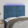 Cabecero con luces LED terciopelo azul oscuro 144x5x118/128 cm de vidaXL, Cabeceros y pies de cama - Ref: Foro24-3122616, Pre...