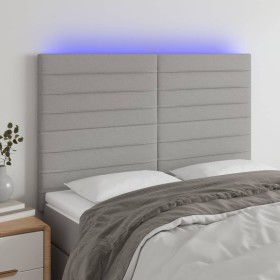 Cabecero con luces LED tela gris claro 144x5x118/128 cm de vidaXL, Cabeceros y pies de cama - Ref: Foro24-3122562, Precio: 12...