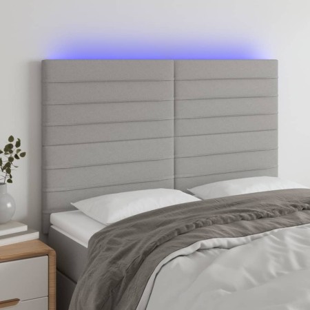 Cabecero con luces LED tela gris claro 144x5x118/128 cm de vidaXL, Cabeceros y pies de cama - Ref: Foro24-3122562, Precio: 12...