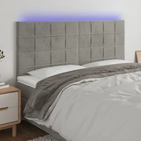 Cabecero con luces LED terciopelo gris claro 200x5x118/128 cm de vidaXL, Cabeceros y pies de cama - Ref: Foro24-3122490, Prec...