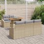 Conjunto de sofá de jardín 6 pcs Beige Poliratán en Sofás de exterior | Comprar online en Foru.es