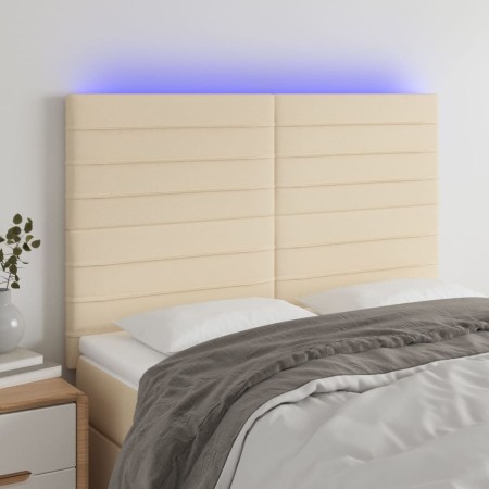 Cabecero con luces LED tela crema 144x5x118/128 cm de vidaXL, Cabeceros y pies de cama - Ref: Foro24-3122567, Precio: 127,88 ...