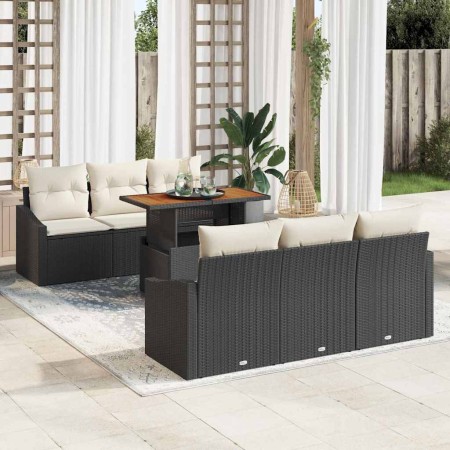 Conjunto de sofá de jardín 7 pcs Negro Poliratán en Sofás de exterior | Comprar online en Foru.es