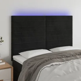 Cabecero con luces LED terciopelo negro 144x5x118/128 cm de vidaXL, Cabeceros y pies de cama - Ref: Foro24-3122614, Precio: 8...