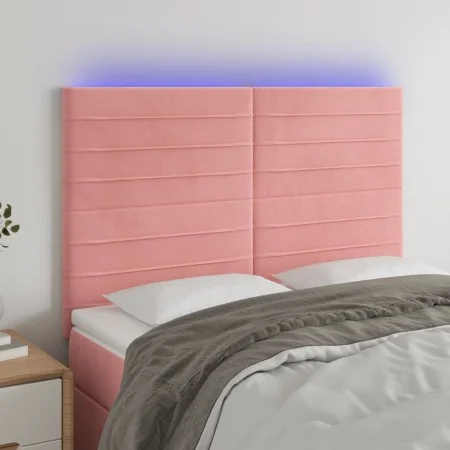Pink velvet headboard with LED lights 144x5x118/128 cm by vidaXL, Headboards and footboards - Ref: Foro24-3122617, Price: 104...