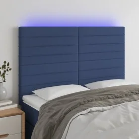 Cabecero con luces LED tela azul 144x5x118/128 cm de vidaXL, Cabeceros y pies de cama - Ref: Foro24-3122568, Precio: 115,63 €...