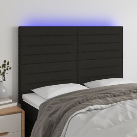 Cabecero con luces LED tela negro 144x5x118/128 cm de vidaXL, Cabeceros y pies de cama - Ref: Foro24-3122564, Precio: 123,12 ...