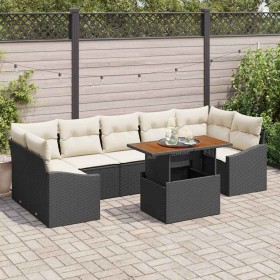 Conjunto de sofá de jardín con cojín 8 pcs Negro y Beige en Sofás de exterior | Comprar online en Foru.es