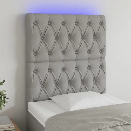 Cabecero con luces LED tela gris claro 80x7x118/128 cm de vidaXL, Cabeceros y pies de cama - Ref: Foro24-3122734, Precio: 78,...