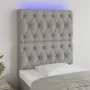 Cabecero con luces LED tela gris claro 80x7x118/128 cm de vidaXL, Cabeceros y pies de cama - Ref: Foro24-3122734, Precio: 78,...