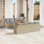 Conjunto de sofá de jardín 9 pcs Beige Poliratán en Sofás de exterior | Comprar online en Foru.es