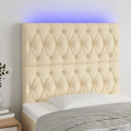 Headboard with LED lights cream fabric 100x7x118/128 cm by vidaXL, Headboards and footboards - Ref: Foro24-3122755, Price: 90...