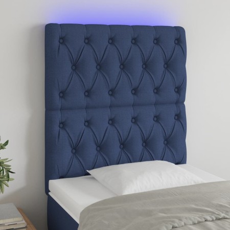 Cabecero con luces LED tela azul 80x7x118/128 cm de vidaXL, Cabeceros y pies de cama - Ref: Foro24-3122740, Precio: 80,01 €, ...