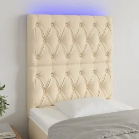 Cabecero con luces LED tela crema 80x7x118/128 cm de vidaXL, Cabeceros y pies de cama - Ref: Foro24-3122739, Precio: 91,16 €,...