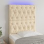 Cabecero con luces LED tela crema 80x7x118/128 cm de vidaXL, Cabeceros y pies de cama - Ref: Foro24-3122739, Precio: 87,54 €,...