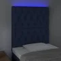Headboard with LED lights blue fabric 80x7x118/128 cm by vidaXL, Headboards and footboards - Ref: Foro24-3122740, Price: 78,7...