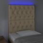 Cabecero con luces LED tela crema 80x7x118/128 cm de vidaXL, Cabeceros y pies de cama - Ref: Foro24-3122739, Precio: 87,54 €,...