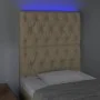 Cabecero con luces LED tela crema 80x7x118/128 cm de vidaXL, Cabeceros y pies de cama - Ref: Foro24-3122739, Precio: 91,16 €,...