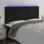 Kopfteil aus schwarzem Samt mit LED-Leuchten, 180 x 5 x 118/128 cm von vidaXL, Kopf- und Fußteile - Ref: Foro24-3122724, Prei...