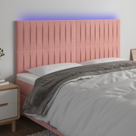 Cabecero con luces LED terciopelo rosa 160x5x118/128 cm de vidaXL, Cabeceros y pies de cama - Ref: Foro24-3122721, Precio: 10...