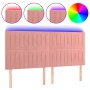 Cabecero con luces LED terciopelo rosa 160x5x118/128 cm de vidaXL, Cabeceros y pies de cama - Ref: Foro24-3122721, Precio: 10...