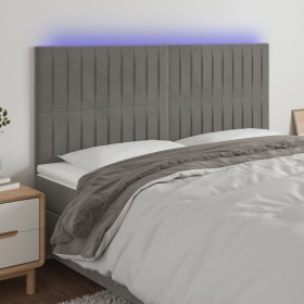 Cabecero con luces LED terciopelo gris claro 160x5x118/128 cm de vidaXL, Cabeceros y pies de cama - Ref: Foro24-3122716, Prec...