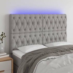 Cabecero con luces LED tela gris claro 160x7x118/128 cm de vidaXL, Cabeceros y pies de cama - Ref: Foro24-3122766, Precio: 14...