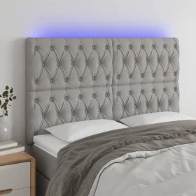 Cabecero con luces LED tela gris claro 160x7x118/128 cm de vidaXL, Cabeceros y pies de cama - Ref: Foro24-3122766, Precio: 13...