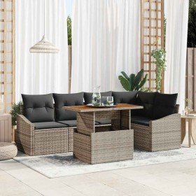 Conjunto de sofá de jardín 6 pcs Gris Poliratán en Sofás de exterior | Comprar online en Foru.es