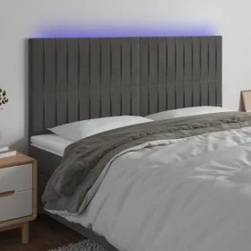 Cabecero con luces LED terciopelo gris oscuro 160x5x118/128 cm de vidaXL, Cabeceros y pies de cama - Ref: Foro24-3122717, Pre...