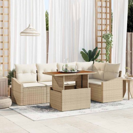 Conjunto de sofá de jardín 6 pcs Beige Poliratán en Sofás de exterior | Comprar online en Foru.es