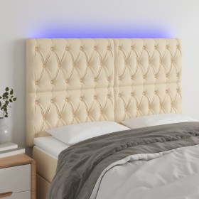 Cabecero con luces LED tela crema 160x7x118/128 cm de vidaXL, Cabeceros y pies de cama - Ref: Foro24-3122771, Precio: 159,84 ...