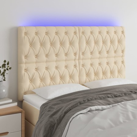 Cabecero con luces LED tela crema 160x7x118/128 cm de vidaXL, Cabeceros y pies de cama - Ref: Foro24-3122771, Precio: 159,84 ...