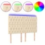 Headboard with LED lights cream fabric 160x7x118/128 cm by vidaXL, Headboards and footboards - Ref: Foro24-3122771, Price: 15...