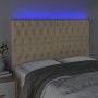 Cabecero con luces LED tela crema 160x7x118/128 cm de vidaXL, Cabeceros y pies de cama - Ref: Foro24-3122771, Precio: 159,84 ...